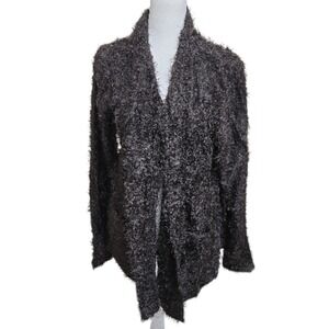 Colleen Lopez Shaggy Waterfall Cardigan Open Front Cozy Lounge Women's Large